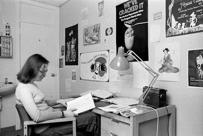 Langwith College student bedroom, 1975